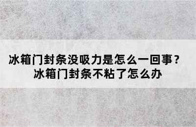 冰箱门封条没吸力是怎么一回事？ 冰箱门封条不粘了怎么办